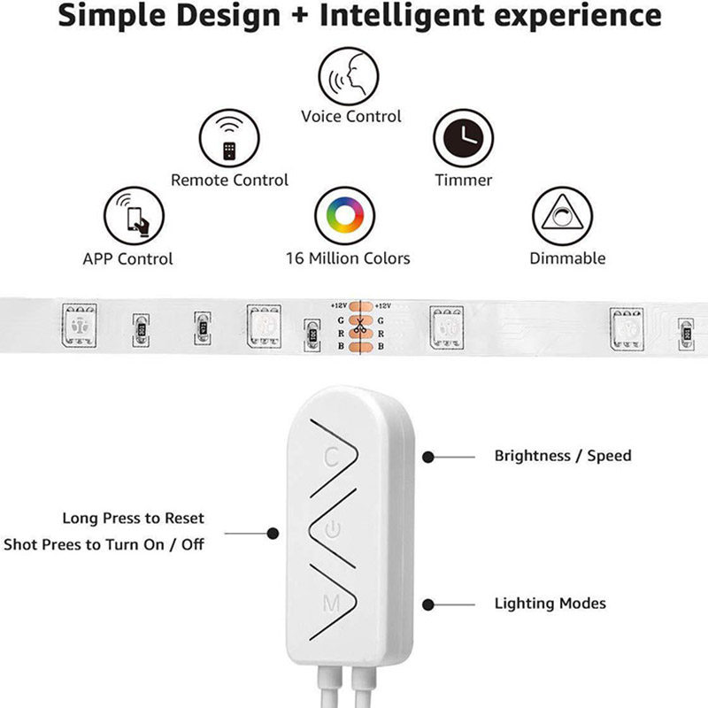 DC12V 16.4ft/5M 5050RGB Dimmable WIFI Smart LED Graffiti Light Strip Kit, 30LEDs/M, Happy Valley APP Control Light Strip DC12V 16.4ft/5M 5050RGB Dimmable WIFI Smart LED Graffiti Light Strip Kit, 30LEDs/M, Happy Valley APP Control Light Strip